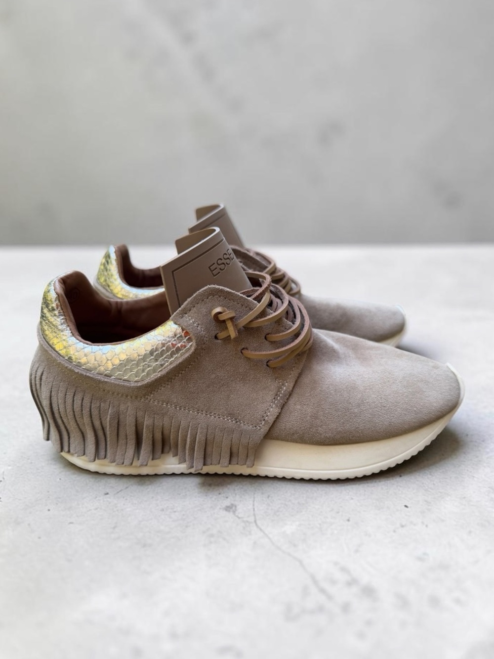 ESSEutESSE Italian Suede Fringe Sneakers
Artisan Made in Italy Leather & Suede